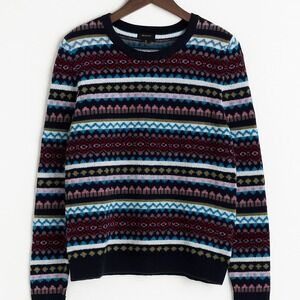 Talbots Sweater Womens XL P Wool Blend Multicolor Beading Fair Isle Nordic‎ Ski